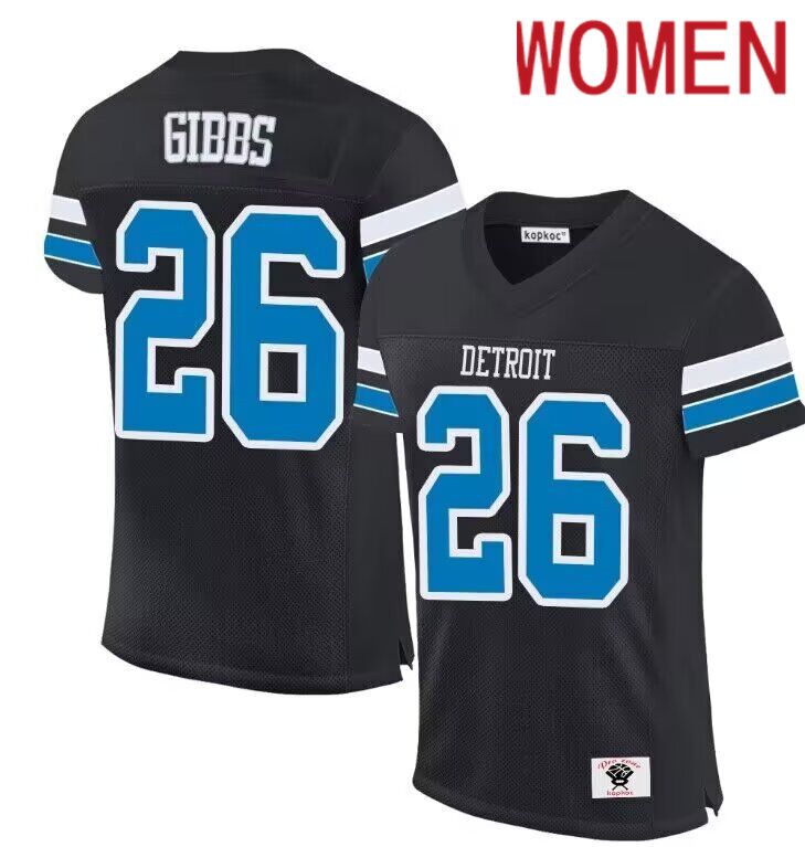 Women Detroit Lions #26 Gibbs black 2024 Nike Limited NFL throwback Jersey